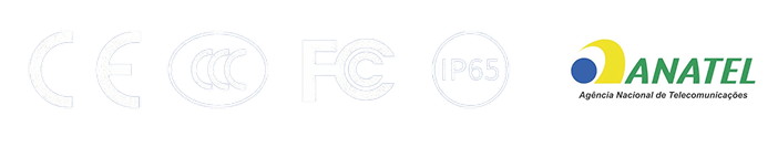 Certificações: CE, CCC, FCC, IP65, Anatel