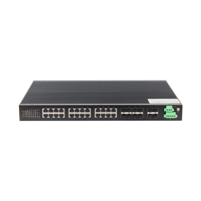 MISCOM7028G -8GC-4GF-16GT - 4 portas SFP Gigabit + 8 portas combo + 16 portas de cobre Gigabit Switch Ethernet Industrial Gerenciável de Camada 2 Montado em Rack
