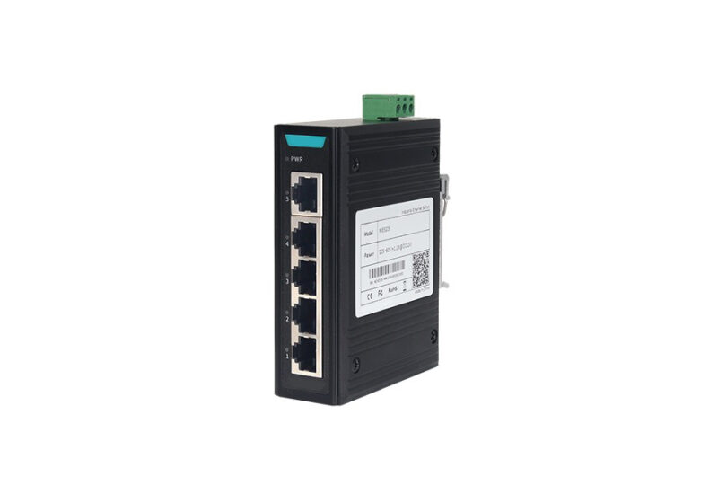 Switch Industrial Ethernet 5-Portas Layer 2 100M Montagem em Trilho DIN Não Gerenciado