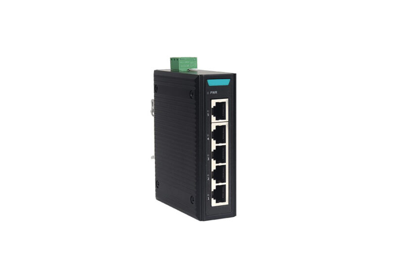 Switch Industrial Ethernet 5-Portas Layer 2 100M Montagem em Trilho DIN Não Gerenciado