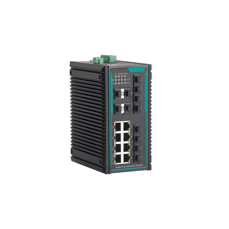 CISCOM8220GX-4XGF-8GF-8GT - Switch Industrial Não Gerenciável em Trilho DIN de Camada 3, 4x portas 10G SFP+, 8x portas 1G SFP e 8x portas 1G RJ45