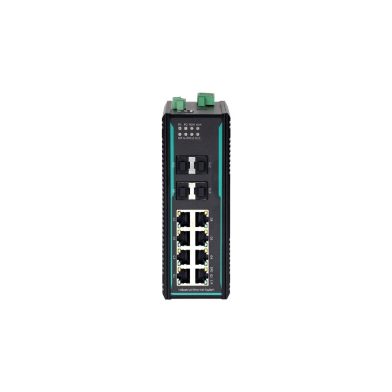 COM-ISGL2-12P-7212G-4GF-8GT-AD220 - Switch Ethernet Industrial Gerenciável Layer 2 - 12 Portas, 8x10/100/1000Base-T(x) RJ45, 4x1GBase-X SFP, Alimentação CA 85264V/CC 110370V, Trilho DIN