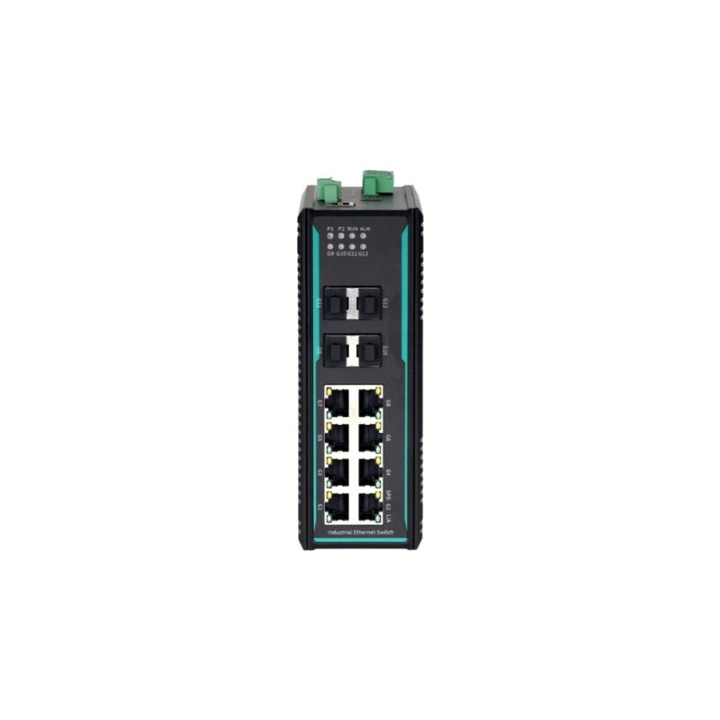 COM-ISGL2-12P-7212G-4GF-8GT - Switch Ethernet Industrial Gerenciável Layer 2 - 12 Portas, 8x10/100/1000Base-t(x) RJ45, 4x1GBase-X SPF, Alimentação Dupla DC 9~60v, Trilho DIN