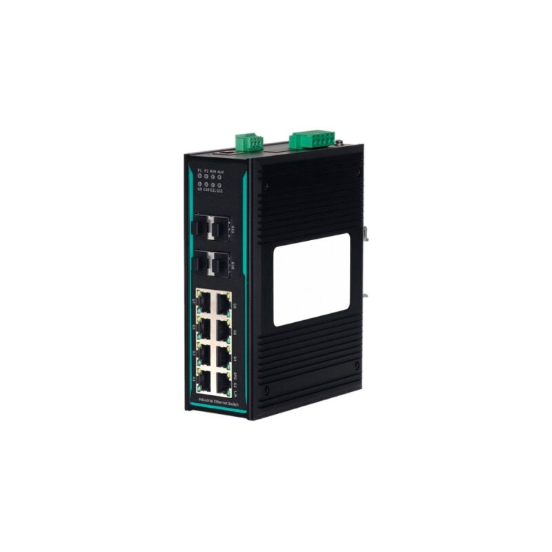 COM-ISGL2-12P-7212G-4GF-8GT - Switch Ethernet Industrial Gerenciável Layer 2 - 12 Portas, 8x10/100/1000Base-t(x) RJ45, 4x1GBase-X SPF, Alimentação Dupla DC 9~60v, Trilho DIN