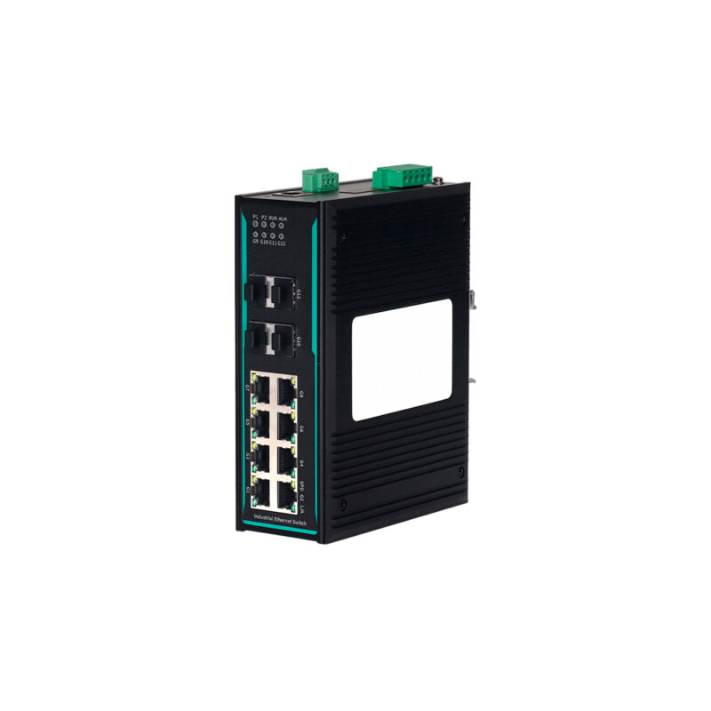 COM-ISGL2-12P-7212G-4GF-8GT-AD220 - Switch Ethernet Industrial Gerenciável Layer 2 - 12 Portas, 8x10/100/1000Base-T(x) RJ45, 4x1GBase-T SFP, Alimentação CA 85~264V/CC 110~370V, Trilho DIN