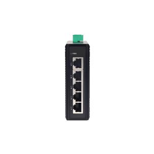 Switch Ethernet industrial COM-ISNGL2-205 Layer 2 com 5 portas RJ45 10/100Mbps, fonte redundante DC24V alimentação 9-24V, proteção IP40 e montagem trilho DIN para automação industrial e redes SCADA