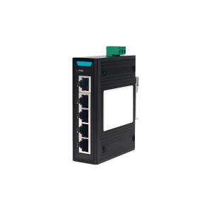Switch Ethernet industrial COM-ISNGL2-205 Layer 2 com 5 portas RJ45 10/100Mbps, fonte redundante DC24V alimentação 9-24V, proteção IP40 e montagem trilho DIN para automação industrial e redes SCADA