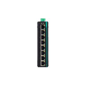 Switch Ethernet industrial não gerenciável COM-ISNGL2-8P-2208 com 8 portas 10/100TX, alimentação 12-48VDC, montagem trilho DIN, resistência a interferências eletromagnéticas e temperaturas extremas para automação industrial