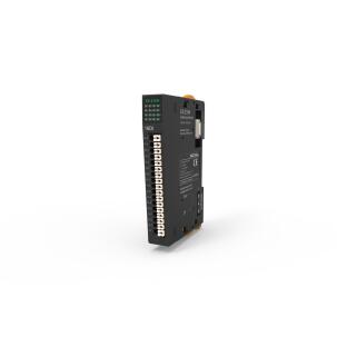 Módulo de expansão EX-210H Decowell com 16 entradas digitais PNP 24VDC, isolamento individual por optoacoplador, indicadores LED, terminais push-in, largura 14mm e fixação em trilho DIN