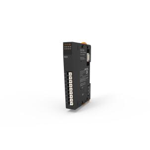 Módulo de expansão EX-3108 Decowell com 8 saídas digitais PNP 500mA 24VDC, isolamento por optoacoplador, indicadores LED, terminais push-in, largura 14mm e fixação em trilho DIN