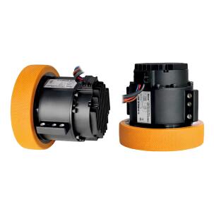 Conjunto de tração IWMC10420-07512-A180-MBDT com servo motor, redução 20:1, roda de poliuretano 180mm, encoder magnetoelétrico e freio integrado para aplicações industriais de 2 toneladas