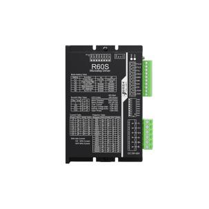Drive para motor de passo R60S 2 fases com corrente 5,6A, tensão 18-50VDC, proteção IP54, dimensões 112x76x33mm e design compacto para automação industrial e sistemas CNC