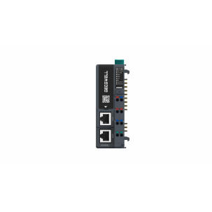 Módulo escravo Modbus/TCP RB-1130 Decowell com duas portas RJ45 100Mbps, suporte a 32 expansões, alimentação 24VDC, terminais push-in, largura 34mm e fixação em trilho DIN