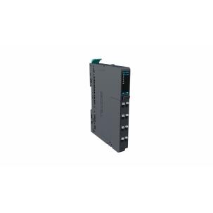 Módulo de expansão RB-4054 Decowell com 4 entradas analógicas configuráveis 16 bits, faixas 0-5V, 0-10V, ±5V e ±10V, terminais push-in, largura 12mm, fixação em trilho DIN e proteção IP20