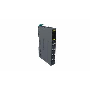 Módulo de expansão RB-5454 Decowell com 4 saídas analógicas configuráveis 16 bits, sinais 0-20mA e 4-20mA, terminais push-in, largura 12mm, fixação em trilho DIN e proteção IP20