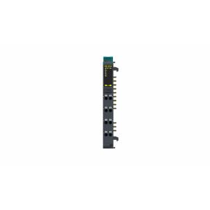 Módulo de expansão RB-5454 Decowell com 4 saídas analógicas configuráveis 16 bits, sinais 0-20mA e 4-20mA, terminais push-in, largura 12mm, fixação em trilho DIN e proteção IP20