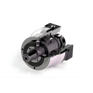 Redutor planetário carcaça 90mm com razão de redução 1:10, torque nominal 105Nm, folga angular menor que 5arcmin, eixo entrada 19mm, eixo saída 22mm, eficiência 97%, força radial 1600N e axial 1500N