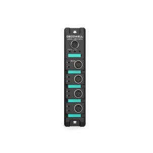 Módulo remoto escravo IO-Link SDIOL-08N1-M12 Decowell com 8 saídas digitais PNP 2A, 8 conectores fêmea M12 5 pinos e 1 conector macho M12 4 pinos para IO-Link, fixação por parafuso e proteção IP67