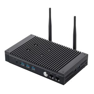 Box PC Industrial Fanless PL64I3-GT com Intel Core i3-1215U, 8GB RAM, SSD 256GB, Dual LAN, Dual COM, HDMI, USB e Wi-Fi para automação industrial.