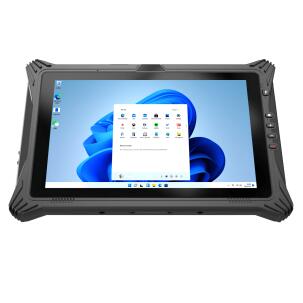 Tablet Industrial Rugged EM-I10J com tela 10,1”, proteção IP65, certificação MIL-STD-810G, processador Intel Celeron N5105, 8GB RAM, SSD 128GB, Wi-Fi e design robusto para uso industrial e operação em campo.